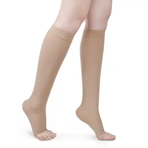 Chaussettes à Compression haute pour femmes, varices, médicaments, genou, chaussettes à bout ouvert de chine