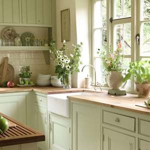 Ensemble de meubles de cuisine classique de style rural, série Forêt Apaisante, haut de gamme, imperméable, cuisine ouverte - Product Image 3