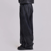 Pantalon de jogging ample et décontracté noir délavé à l'acide, coupe ample, grande taille pour homme