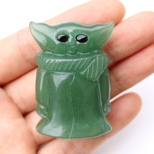 Intagliato a mano da 1.9 pollici Avventurina Verde Naturale di Cristallo Del Bambino <span class=keywords><strong>Yoda</strong></span> Figura - Product Image 4
