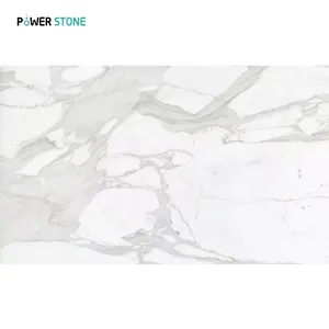 POWER STON Vein Line White Marble Slabs Print Artificial Marble Stone For Wall Cladding, Table Top Furniture Cover PX030519