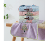 Serviette de toilette en polaire corail à séchage rapide, absorbante, sans peluches, emballée individuellement, pour la maison et le voyage, avec logo