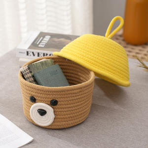 Panier de rangement unique en <span class=keywords><strong>corde</strong></span> de coton tissé mignon pour bébé jouet tissé étagère fourre-tout de rangement doux organisateur de placard mini - Product Image 6