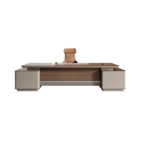 Ensemble de bureau de direction moderne et luxueux, durable, avec bibliothèque assortie et panneau de rangement LED, garantie de 10 ans