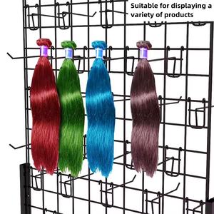 Présentoir Suspendu Personnalisé en Panneau de Treillis <span class=keywords><strong>Métallique</strong></span> pour Stand Commercial, Étagère de Présentation de Bundles de Cheveux Bruts, Tresses Humaines et Accessoires pour Perruques - Product Image 3
