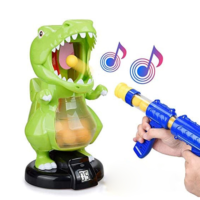 Jouet De Tir Dinosaure Avec Fusil à Air - 12/24 Boules Souples, Portée 10 M, Affichage Score, LED Et Sons