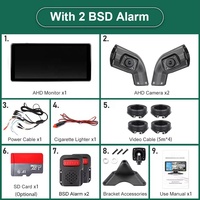 Système de surveillance par caméra DVR Greenyi 10,36 pouces 4 canaux avec alarme d'angle mort BSD pour camion et bus, caméras latérales à double objectif et bras long, gauche et droite