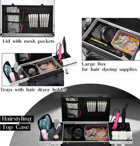 איפור מקצועי תיק שיער טרולי קיבולת גדולה מתגלגל קוסמטי מארגן עבור תסרוקות ואמנים - Product Image 2
