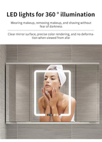 Meuble de salle de bain en laque blanche avec double vasque en quartz, 48 pouces, miroir LED, luxe moderne, mural