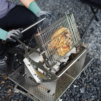 Barbecue rotatif au charbon de bois pour pique-nique en plein air 360 °   Barbecue rotatif en acier inoxydable