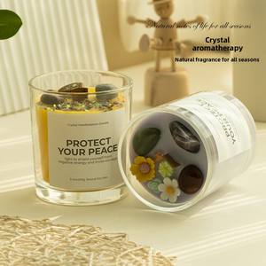 Bougie parfumée d'aromathérapie en cristal naturel faite à la main et écologique Parfum d'intérieur longue durée Nerfs apaisants Aide au sommeil - Product Image 4