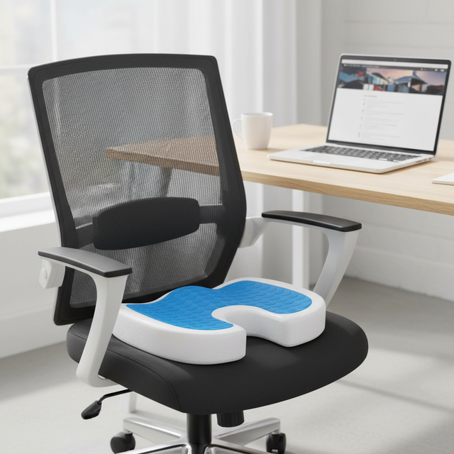 Orthopedic Seat Cushion for Tailbone Back Pain Relief, Gel Memory Foam Coccyx Cushion for Office Chair Car and Wheelchair