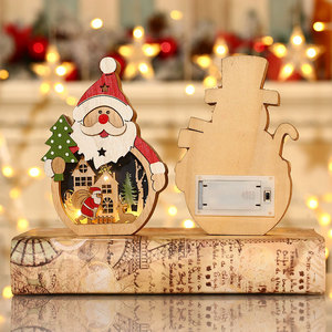 Factory Christmas Holiday Decorations Mini <b>Tree</b> Santa Claus Wooden <b>Led</b> Light Luminous Hanging Ornaments - Product Image 3