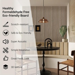 แผ่นผนังอะคูสติกไม้ระแนงเคลือบวีเนียร์ MDF แผ่นผนังอะคูสติกไม้ระแนงกันเสียง แผ่นผนังอะคูสติกไม้ระแนง Akupanel - Product Image 5