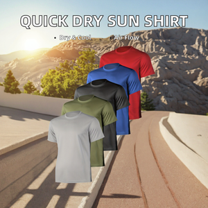 Men's Custom Logo Front Printed Short Sleeve Solid Color Quick Dry Anti-Wrinkle Regular Fit O-Neck Casual <b>Polyester</b> <b>T</b>-<b>Shirt</b> - Product Image 2