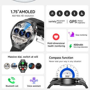 Reloj Inteligente <span class=keywords><strong>G5</strong></span> <span class=keywords><strong>Plus</strong></span> con Pantalla AMOLED de 1.75 Pulgadas, Brújula, GPS, Llamadas por Bluetooth, Monitor de Frecuencia Cardíaca, Oxígeno en Sangre, Monitoreo de Salud, Reloj Inteligente Deportivo - Product Image 3