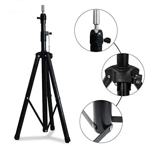 Wig Stand Tripod With Non-Slip Base Adjustable Mannequin Head Stand With Hook Heavy Duty Manikin Head Tripod