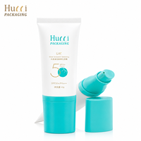 Tube cosmétique ovale souple blanc personnalisé D35 40-80 ml avec pompe sans air et bouchon à vis pour crème solaire et lotion corporelle