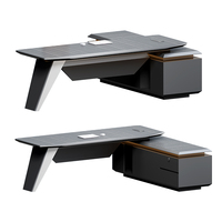 Ensemble de bureau exécutif haut de gamme avec chaise, mobilier de bureau moderne et luxueux pour la maison, table de bureau en bois avec rangement