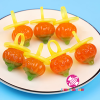Fête d'Halloween Bonbons emballés individuels Anneau Pop Bonbons durs Suceurs colorés Forme de citrouille Sucette à mamelon