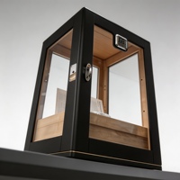Humidor vertical pour cigares avec logo personnalisé, plateau en cèdre espagnol, fenêtre en verre, hygromètre numérique, poignée métallique, présentoir de rangement pour cigares