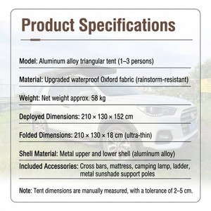 Carpa de techo ultraligera JIYA de aluminio tipo concha, para campistas de viaje, impermeable, sala de estar exterior, extensión de tienda trasera para camping - Product Image 6