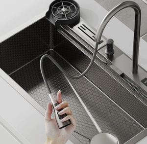 Évier de cuisine en acier inoxydable gris anthracite, à cuve unique, style moderne - Product Image 5