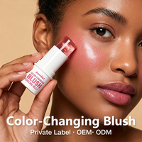Crème blush changeante de couleur PH en stick rose, waterproof, longue tenue, résistante à la transpiration, illuminateur, marque privée, maquillage pour le visage et les joues
