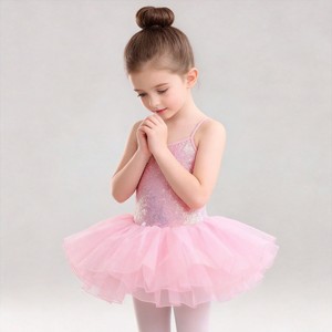 Robe de tutu de ballet à paillettes pour filles, justaucorps de danse scintillant, jupe en tulle, costume de performance de ballerine - Product Image 2