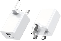 2.4A Dual USB Port 12W QC3.0 Pengisi Daya Cepat KR EU/US/UK Plug Wall Charger dengan Kabel untuk Ponsel (PC Tahan Api)