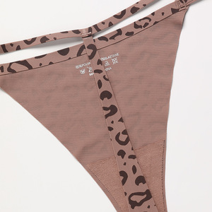 String sexy à motif léopard taille basse pour femmes, sous-vêtements T-back, sans couture, respirant, écologique, culottes - Product Image 5