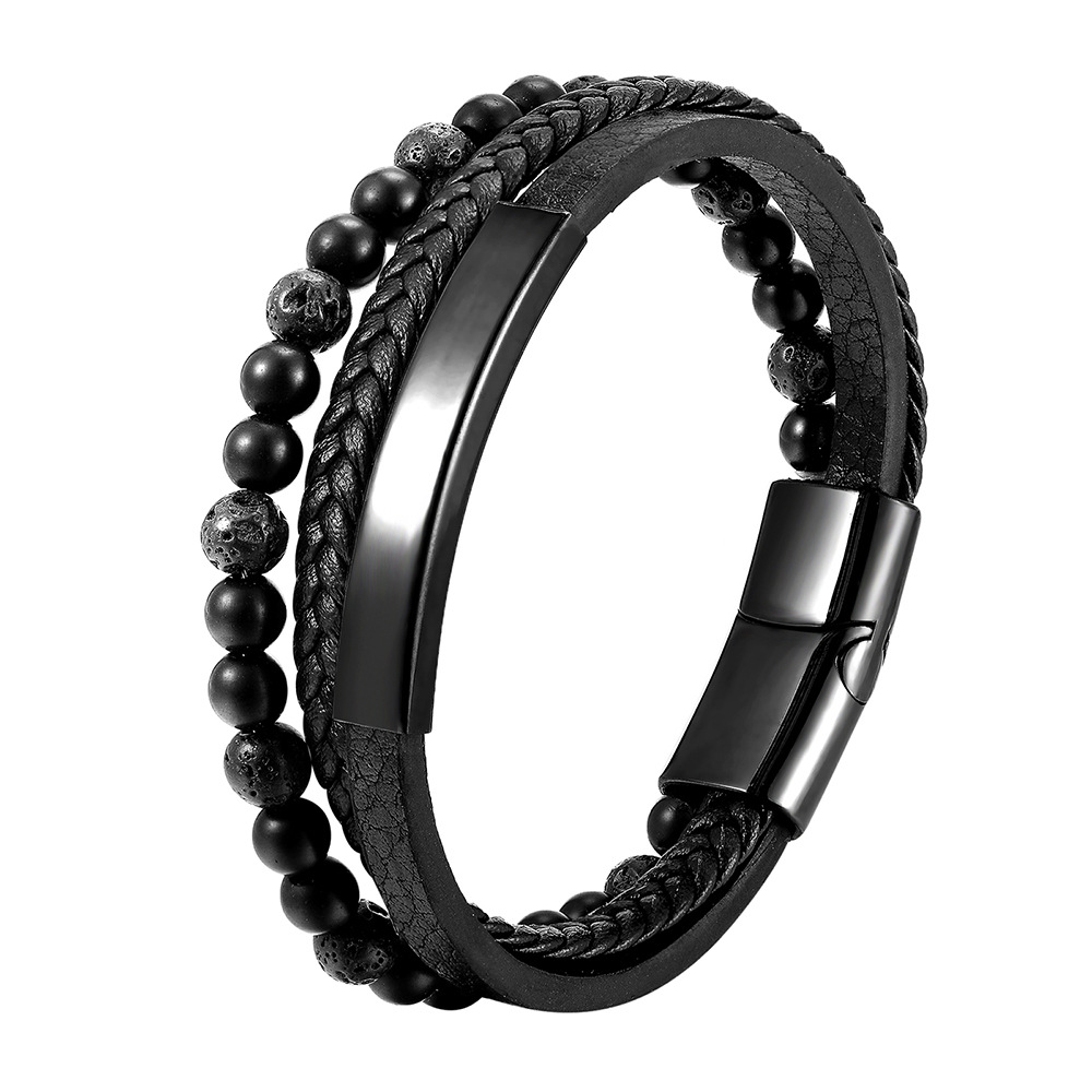 Leather Lava Beads Bracelet