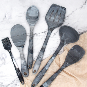 Phụ Kiện Nhà Bếp Nhà Và Nhà Bếp Đồ Nấu Nướng Thiết Kế Bằng Đá Cẩm Thạch Độc Đáo 6 Miếng Màu Xám Làm Bằng Cấp Thực Phẩm Đồ Dùng Nấu Ăn - Product Image 4