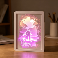 Lampe décorative LED, cadeau, lampe en papier découpé 3D, boîte à lumière découpée, boîte à lumière chinoise, paysage naturel, motif créatif