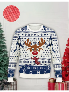 <span class=keywords><strong>Pull</strong></span>-over d'hiver pour homme, personnalisé, respirant, anti-plis, en tricot jacquard à imprimé animal, à manches longues, style décontracté et festif <span class=keywords><strong>de</strong></span> Noël - Product Image 2
