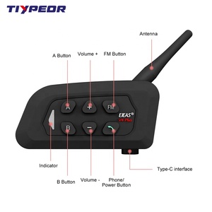 TIYPEOR <span class=keywords><strong>EJEAS</strong></span> <span class=keywords><strong>V4</strong></span> Plus 4 Way 1500m inalámbrico Bluetooth casco intercomunicador impermeable motocicleta intercomunicador - Product Image 2