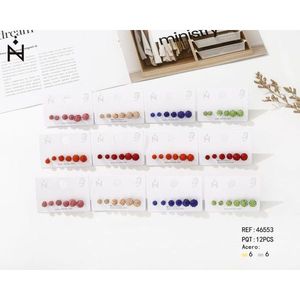 Orecchini a perno in acciaio inossidabile con perline Shambara, set da 12 pezzi, gioielli alla moda da donna - Product Image 1