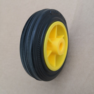 Solid Rubber Wheels 4 Inch Yellow Heavy Duty <b>For</b> <b>Tool</b> <b>Carts</b> - Product Image 2