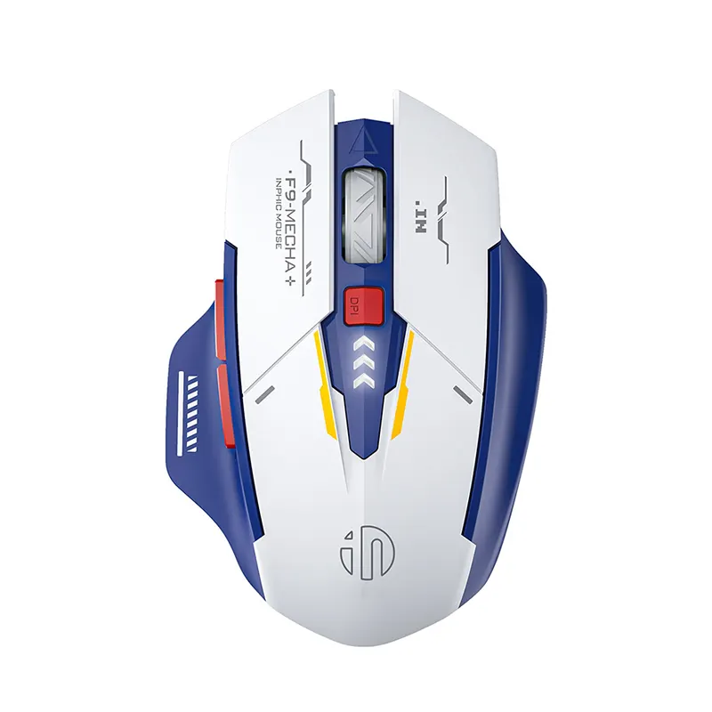 Mouse inphic F9 2.4G sem fio recarregável para jogos, mouse Mecha SciFi 2400dpi, mouse óptico para escritório, laptop, PC tipo C, carregador rápido