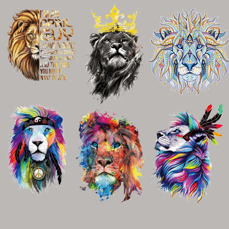 Caadhy High Quality Animal Sticker Custom Colorful Lion Screen Print Transfers For T-Shirt Bags