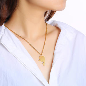 Collana con Ciondolo <span class=keywords><strong>a</strong></span> Cuore Spezzato in Acciaio Inossidabile Dorato, Gioiello dell'Amicizia alla Moda, Regalo per Coppie per <span class=keywords><strong>San</strong></span> <span class=keywords><strong>Valentino</strong></span> - Product Image 2