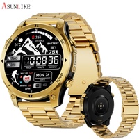 Montre connectée GPS pour homme en acier inoxydable tout métal, étanche IP68, montre de fitness, écran rond, batterie 530 mAh, appels Bluetooth