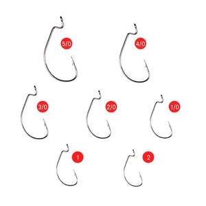 Lushawer 10 cái 1000 cái móc câu cá bằng thép carbon Jig Crank móc bass lớn đầu Jig móc thép gai cho Mồi Câu Cá mềm - Product Image 5