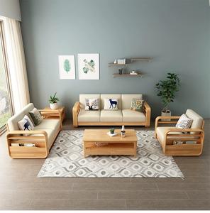 घर के उपयोग के लिए nordic ठोस लकड़ी सोफा; छोटे अपार्टमेंट संयोजन आधुनिक न्यूनतम रहने वाले कमरे के लिए सोफे; कोने सोफा - Product Image 5