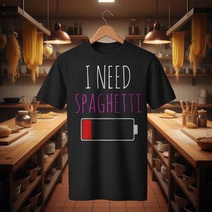 T-shirt I Need Spaghetti pour les amateurs de cuisine italienne, design amusant, taille adulte unisexe - Product Image 3