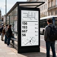 Panneau d'affichage numérique E-Paper triple affichage de 13.3 pouces avec énergie solaire Arrêt de bus extérieur Affichage E-ink Texte intérieur/extérieur OEM