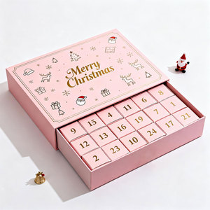Caja Vacía de Calendario de Adviento Personalizable de 24 Días <span class=keywords><strong>para</strong></span> Navidad, Caja Ciega <span class=keywords><strong>para</strong></span> Cosméticos con Bandeja, Caja de Regalo <span class=keywords><strong>Sorpresa</strong></span> de Papel DIY Misteriosa <span class=keywords><strong>para</strong></span> Niño - Product Image 1