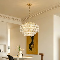 Lámpara de araña moderna de lujo, lámpara colgante de techo, lámpara de araña de cristal con forma de gota de agua, decoración para sala de estar y dormitorio