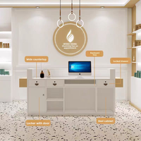 Bureau de réception moderne de la taille du client avec lumière LED pour les magasins de vêtements, les salons de manucure et les hôtels-conception de comptoir de peinture pour la réception