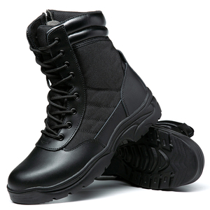 SFB52 <b>Men</b> Black Leather Tactical <b>Boots</b> <b>Waterproof</b> High Top Lace‑Up Outdoor <b>Work</b> <b>Boots</b> All Seasons <b>For</b> Hiking Training - Product Image 4